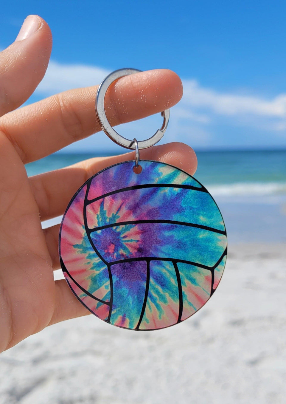 Tie-Dye Volleyball Keychain - VidaVibe